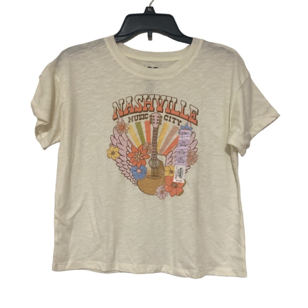Nashville Guitar 🎸 Music Graphic Short Sleeve Boxy Tee T-Shirt - Size XL
